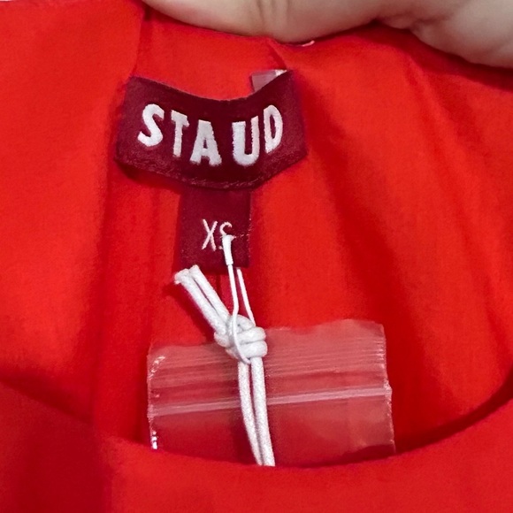 ❌SOLD❌STAUD Minerva Red & Pink Color Block Side Tie Maxi Dress SIZE XS - Picture 5 of 11